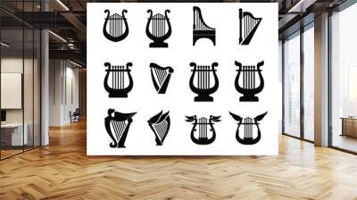 set collection luxury classic lyre harp type and shape vector icon flat design isolated background Wall mural