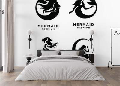 set collection of Mermaid logo icon design illustration Wall mural