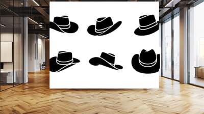 set silhouette Cowboy hat logo icon design Wall mural