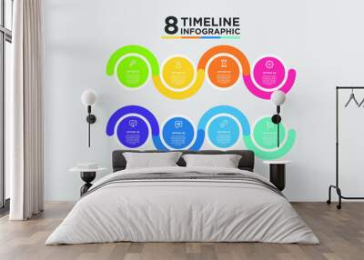 8 step timeline infographic element. Business concept with eight options and number, steps or processes. data visualization. Vector illustration. Wall mural