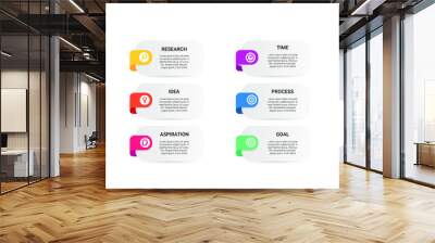 vector modern step Infographic stack chart design with icons and 6 options or steps. for business concept. Can be used for presentations banner, workflow layout, process diagram, flow chart Wall mural