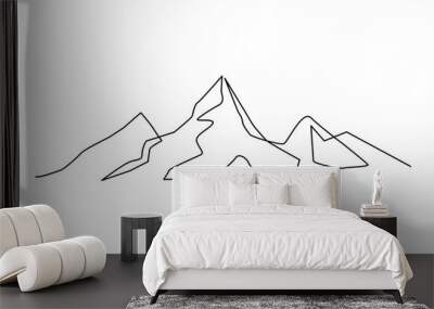 One continuous line drawing of mountain range landscape template Wall mural