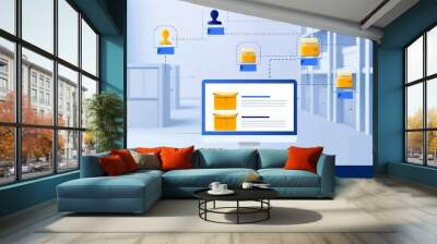 Overview of an operations process, showcasing task allocation and activity coordination, a dynamic and efficient work environment Wall mural