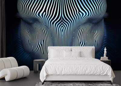 Pixelated zebra print, where classic stripes blur into a futuristic digital style, creating a bold and modern graphic pattern. Digital zebra stripes, Pixel art pattern Wall mural