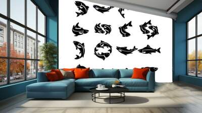 Salmon fish silhouette icon design illustration template Wall mural