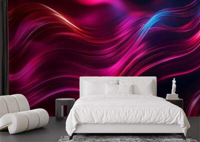 Seamless pattern of swirling neon lines, glossy texture, modern and minimalistic, abstract tech style Wall mural