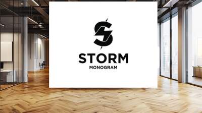 storm with initial s letter vector logo icon illustration design isolated white background Wall mural