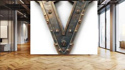 Antique metal artwork of the letter V, featuring bold lines and decorative flourishes, beautifully illustrating classic craftsmanship and historical charm Wall mural