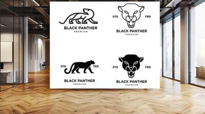 Big black panther, illustration, logo on white background. Wall mural