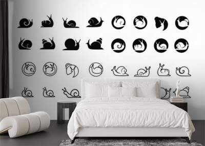 collection of snail silhouette  logo icon designs vector Wall mural