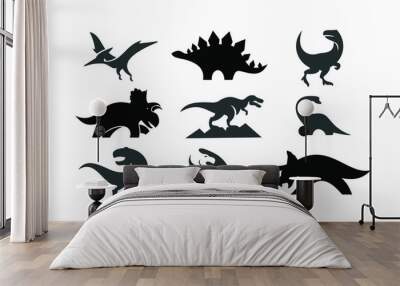 dinosaur set logo black icon design vector illustration Wall mural