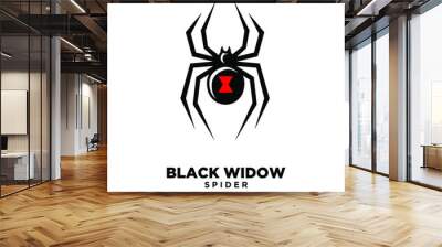 Red black widow spider logo design Wall mural