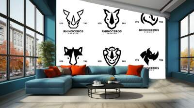 Simple rhino Head logo design with unique concept Wall mural