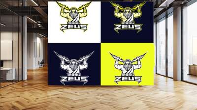 Zeus god sport logo design Wall mural