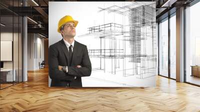 Architect and project of modern buildings Wall mural