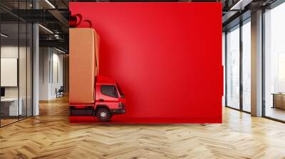 Big Christmas gift packages on a red truck ready to be delivered Wall mural