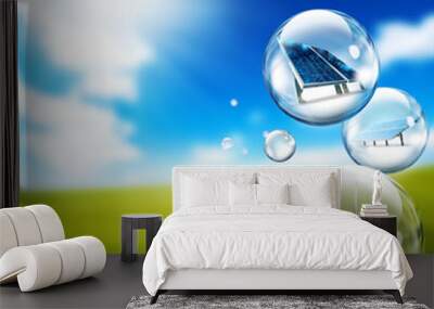 Bubble of Solar panel and wind turbine Wall mural