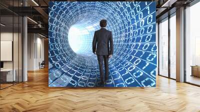 Businessman and internet cable Wall mural