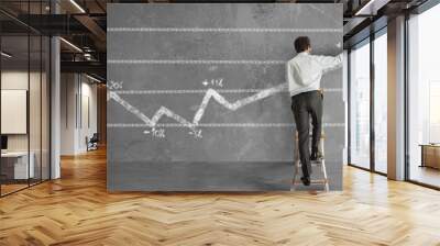 Businessman and statistics trend Wall mural