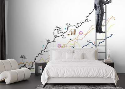 Businessman draws statistics Wall mural