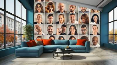 Collage emotion of people Wall mural