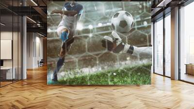 goalkeeper catches the ball in the stadium during a football game Wall mural