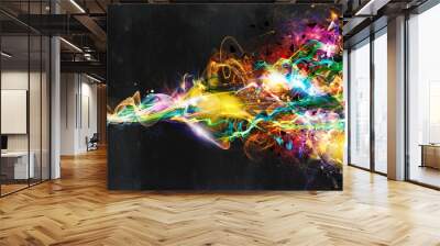 Modern abstract motion banner on dark background Wall mural