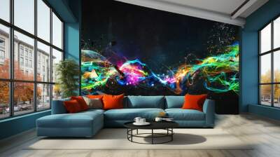 modern abstract motion banner on dark background Wall mural