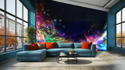 Modern abstract motion banner on dark background Wall mural