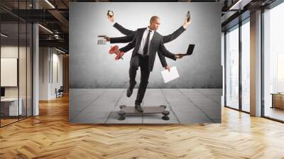 multitasking businessman Wall mural