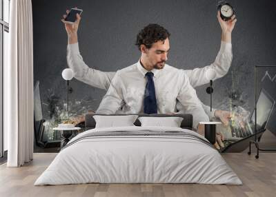 overworked businessman Wall mural