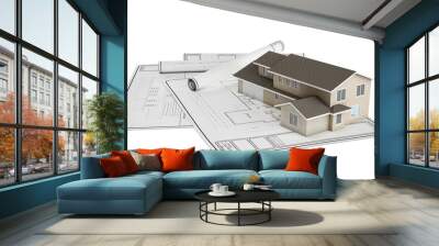 plastic and project sketch of home on paper Wall mural