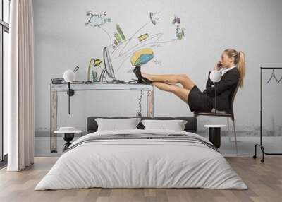 relax of a businesswoman Wall mural