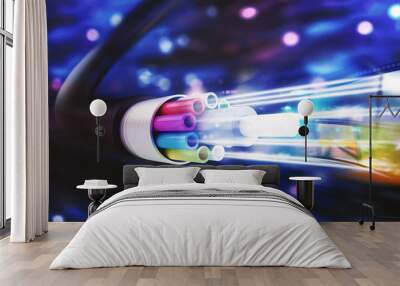 Speed of optic fiber. 3D Rendering Wall mural