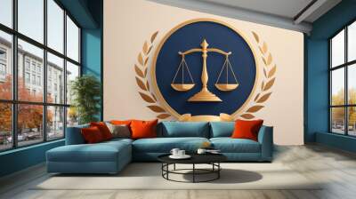 Justice logo tribunal huissier IA 2 Wall mural