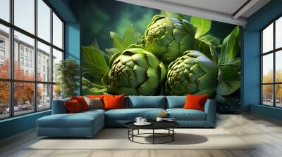 artichoke on a green background Wall mural