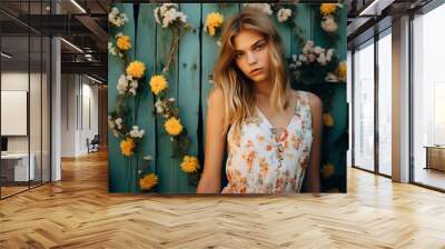 portrait of a woman in spring Wall mural