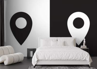 vector black and white location pin icons Wall mural