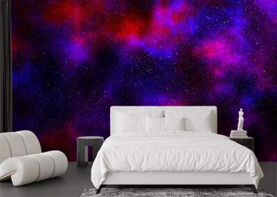 Abstract cosmic blue and purple background with stars and nebulae. Colorful stellar universe Wall mural