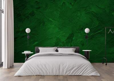 Dark green grunge plaster texture background with rough strokes Wall mural