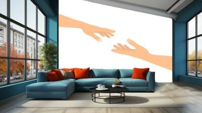 Female and male hands reaching for each other. A woman giving a hand to a man. Vector illustration Wall mural