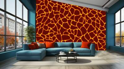 Magma or volcanic lava texture background, horizontal banner. Flat vector illustration Wall mural