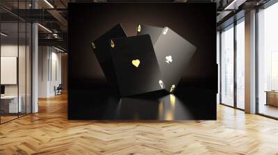 Black Casino Card Aces Wall mural