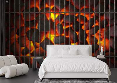 Charcoal Fire And Grid Wall mural