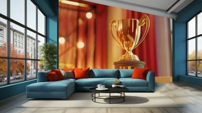 Glorious Prize: Champion's Gold Trophy for Unparalleled Success. Generated AI Wall mural