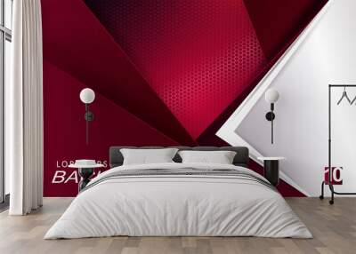 Dark design with a gradient of red with curtains, an abstract white corner with a sharp arrow Wall mural