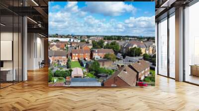 High Angle View of Western Luton City and Residential District with Aerial Street Footage. Aerial View of Captured with Drone's Camera on 30th July, 2023. England, UK Wall mural