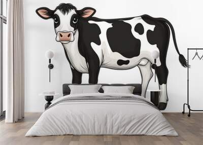 Cow cartoon vector illustration on transparent background Wall mural