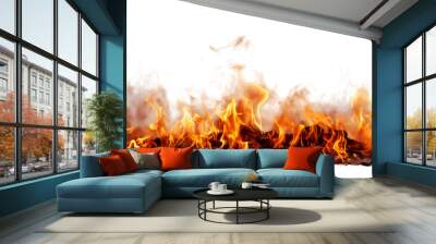 Flames on wood transparent background Wall mural