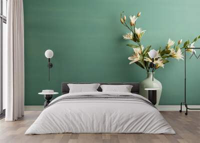 green color wall background with flower Wall mural